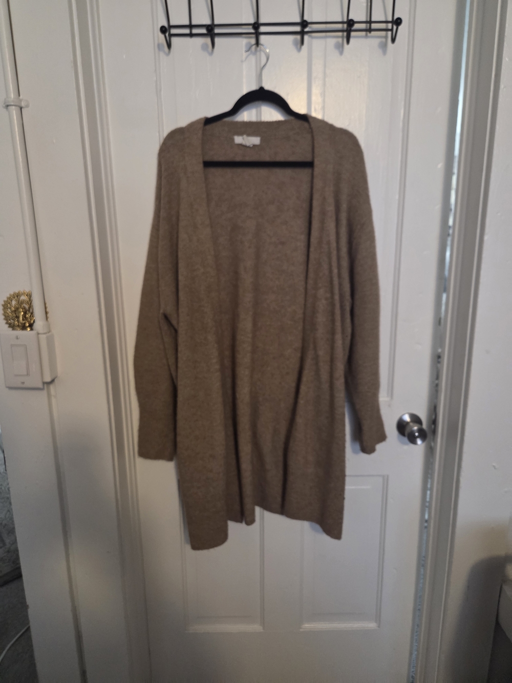H&M Open-Front Cardigan Sweater in Taupe